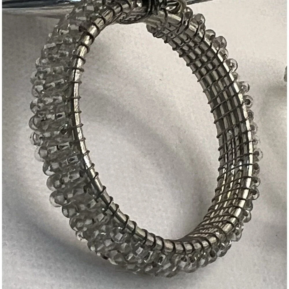 8 Z Gallerie Starburst Napkin Rings Beaded silver snowflake Chrome glam